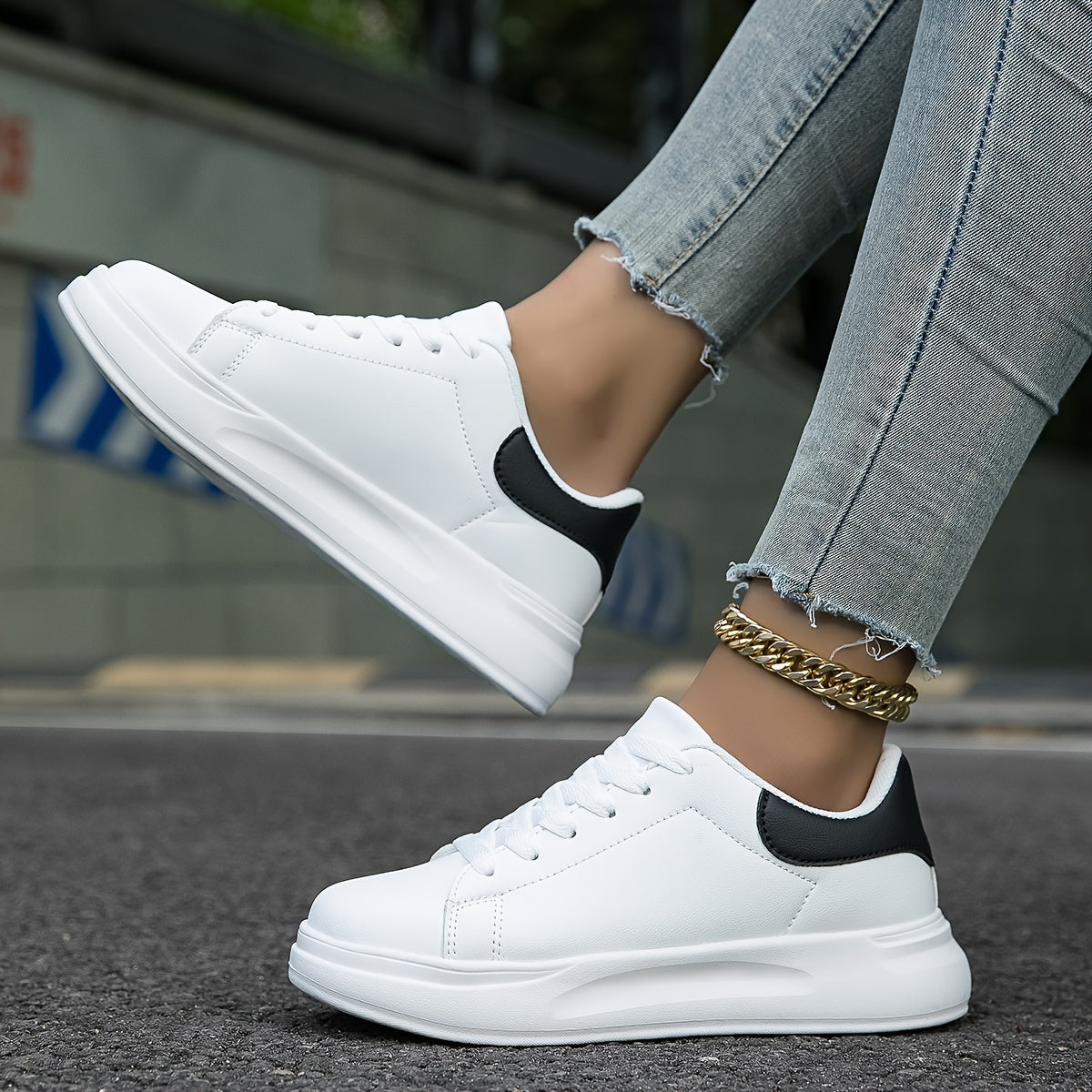 Women's Platform Trainers – Classic Court Design, Comfortable Everyday Shoes