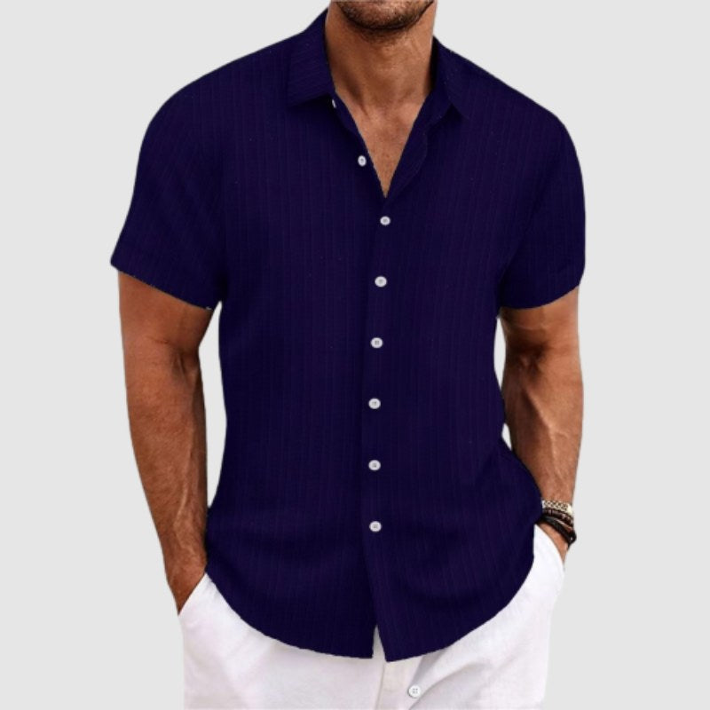 Men's Linen Shirt – Striped, Relaxed Fit Summer Holiday