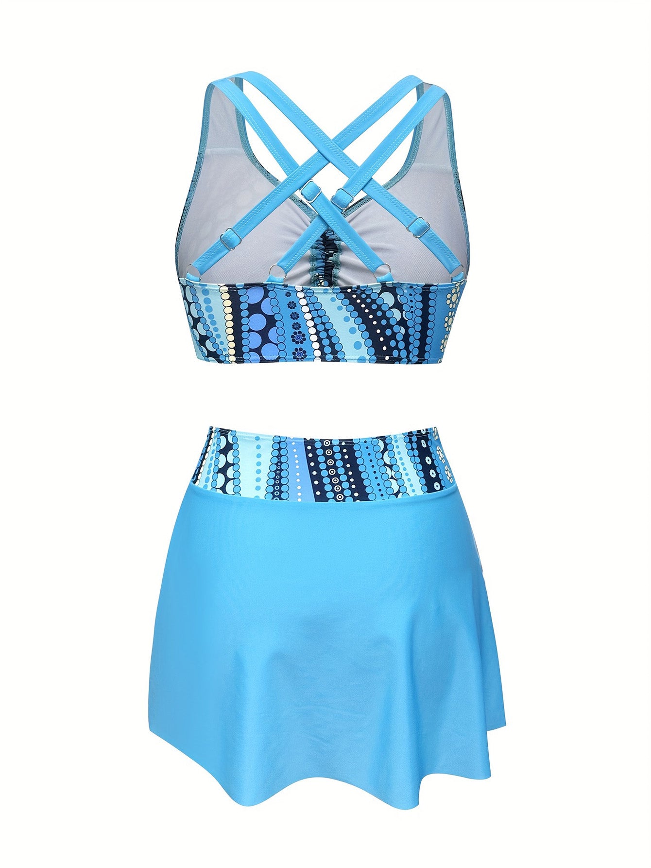 3-Piece Bikini Set with Skirt – Adjustable Tie Top