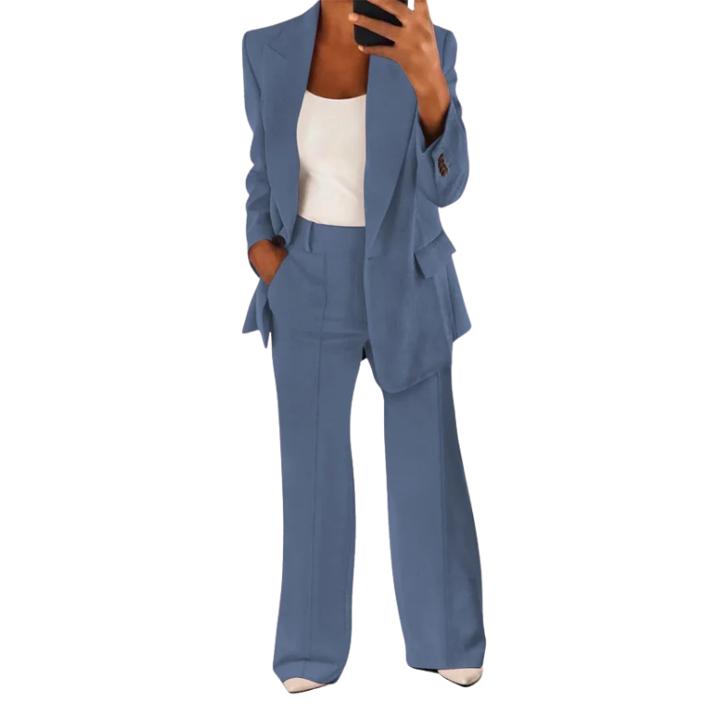 Women's Trouser Suit – Flared Trousers, Tailored Fit Smart Office Workwear