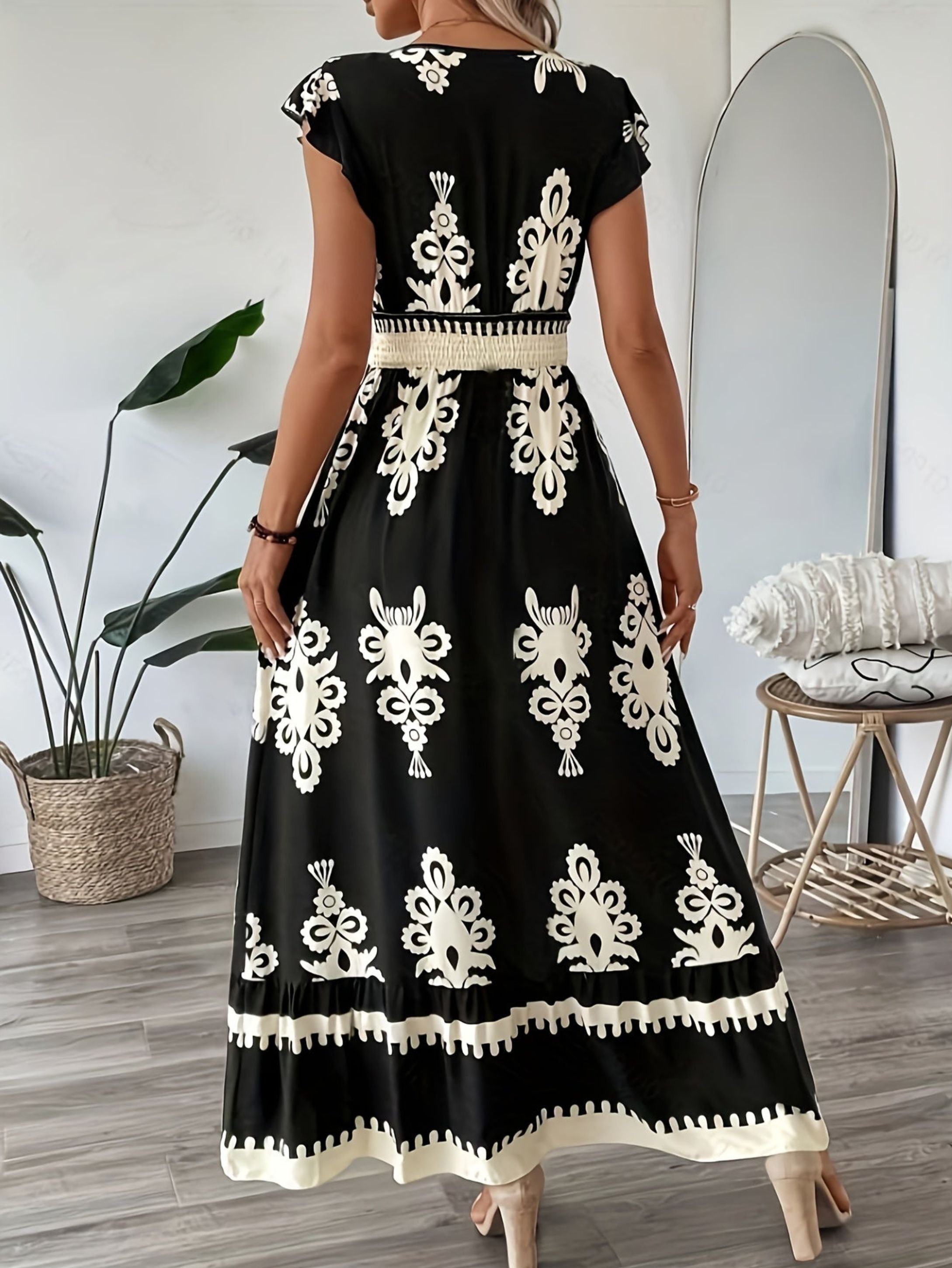 Women's Maxi Dress – Boho Print, Flowy Summer Holiday Dress