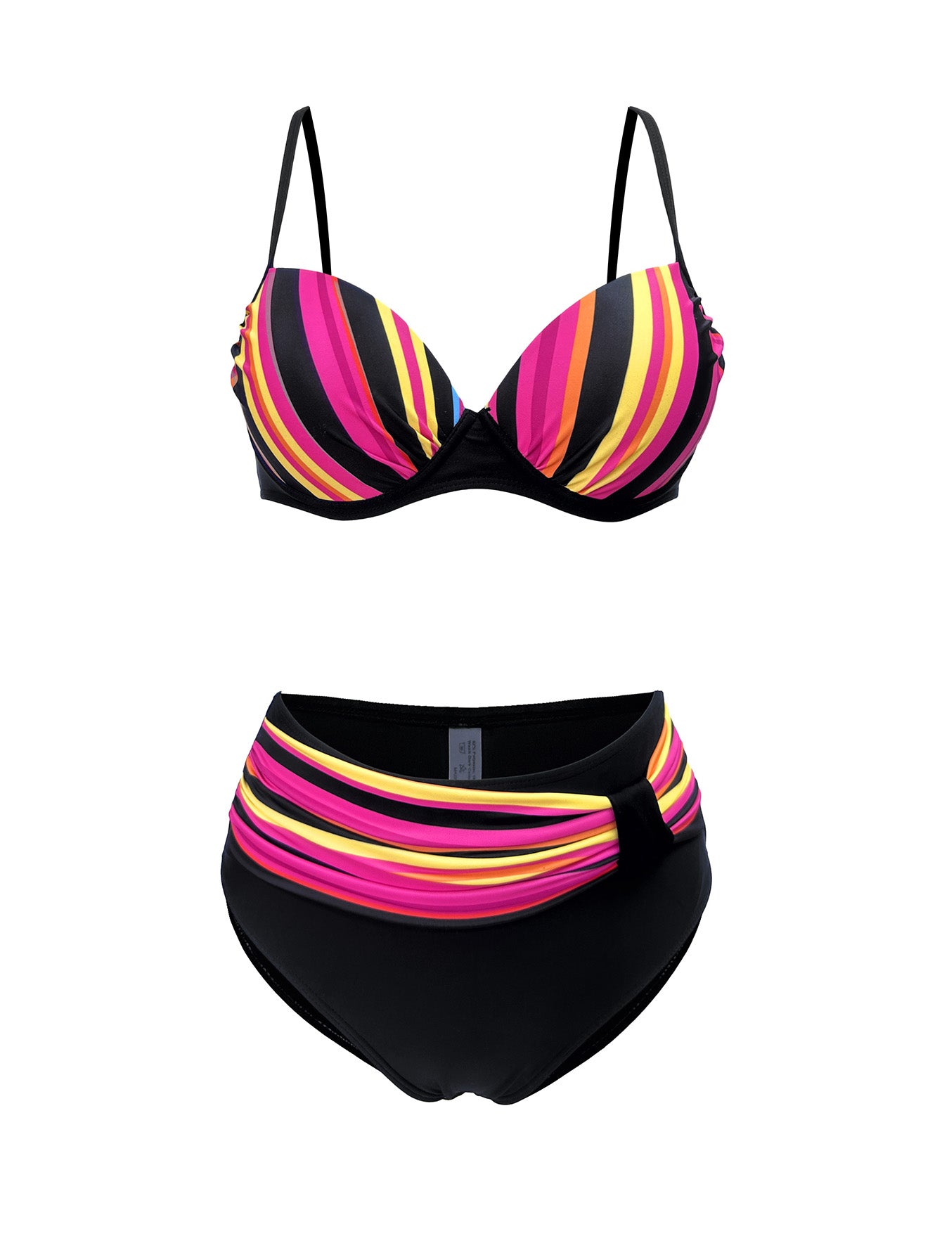 Striped Push-Up Bikini Set – High Waist Two-Piece Swimwear
