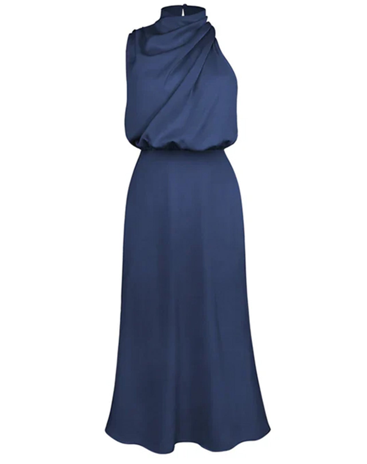 Satin Cowl Neck Midi Dress – Elegant Slip Style for Evening & Events