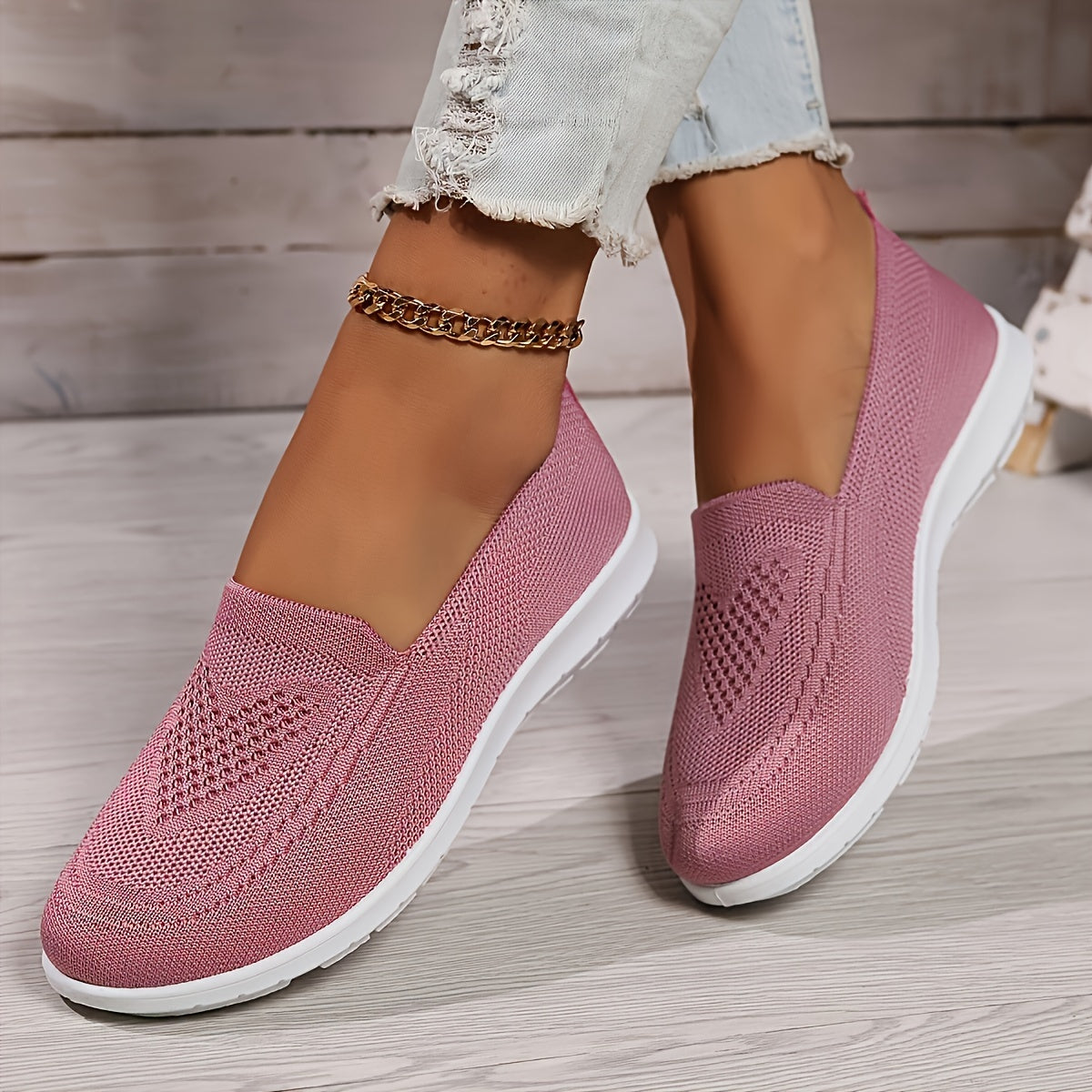 Women's Slip-On Trainers – Breathable Knit, Lightweight Everyday Wear