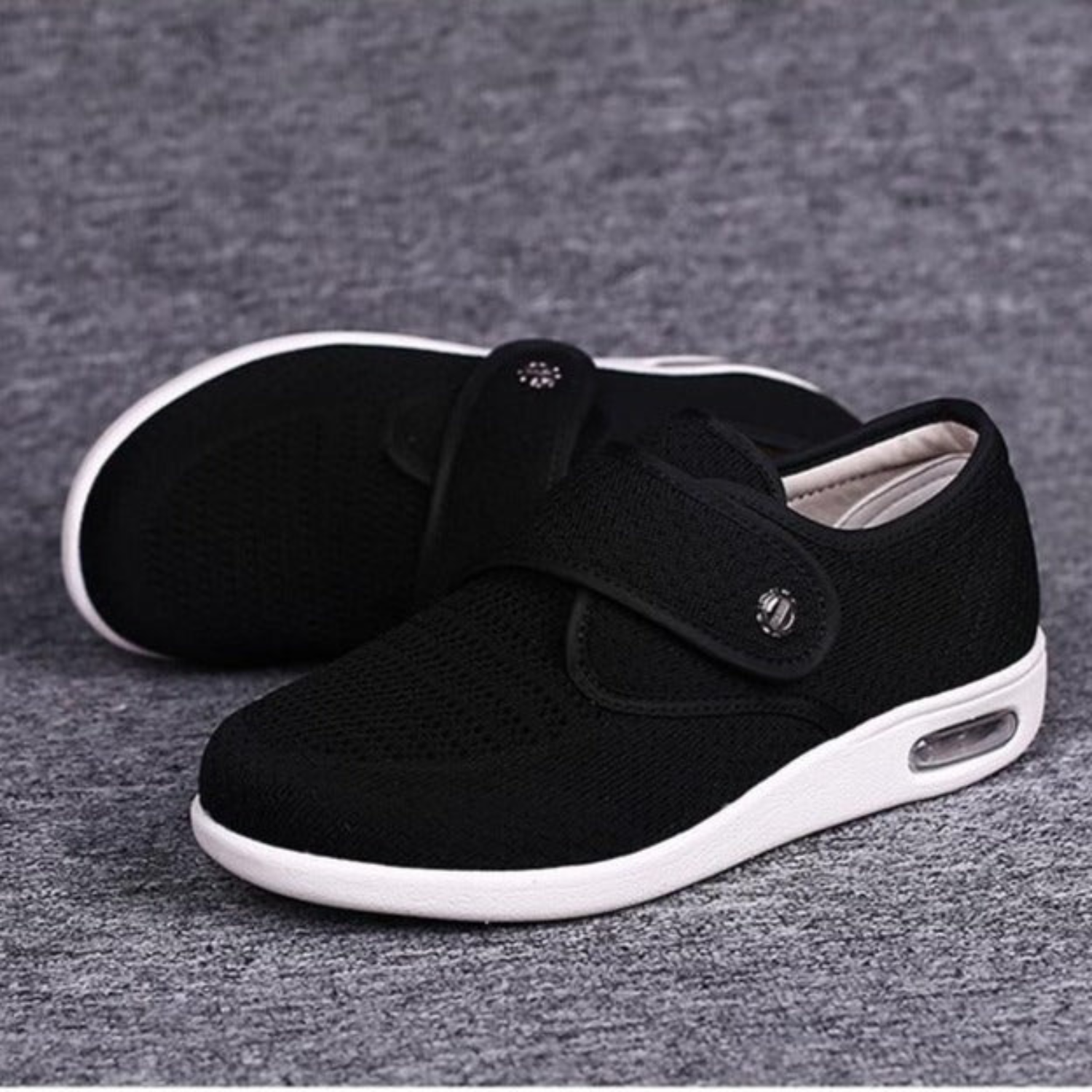 Unisex Wide Fit Trainers – Air Cushion, Comfortable Easy Fasten Walking Shoes