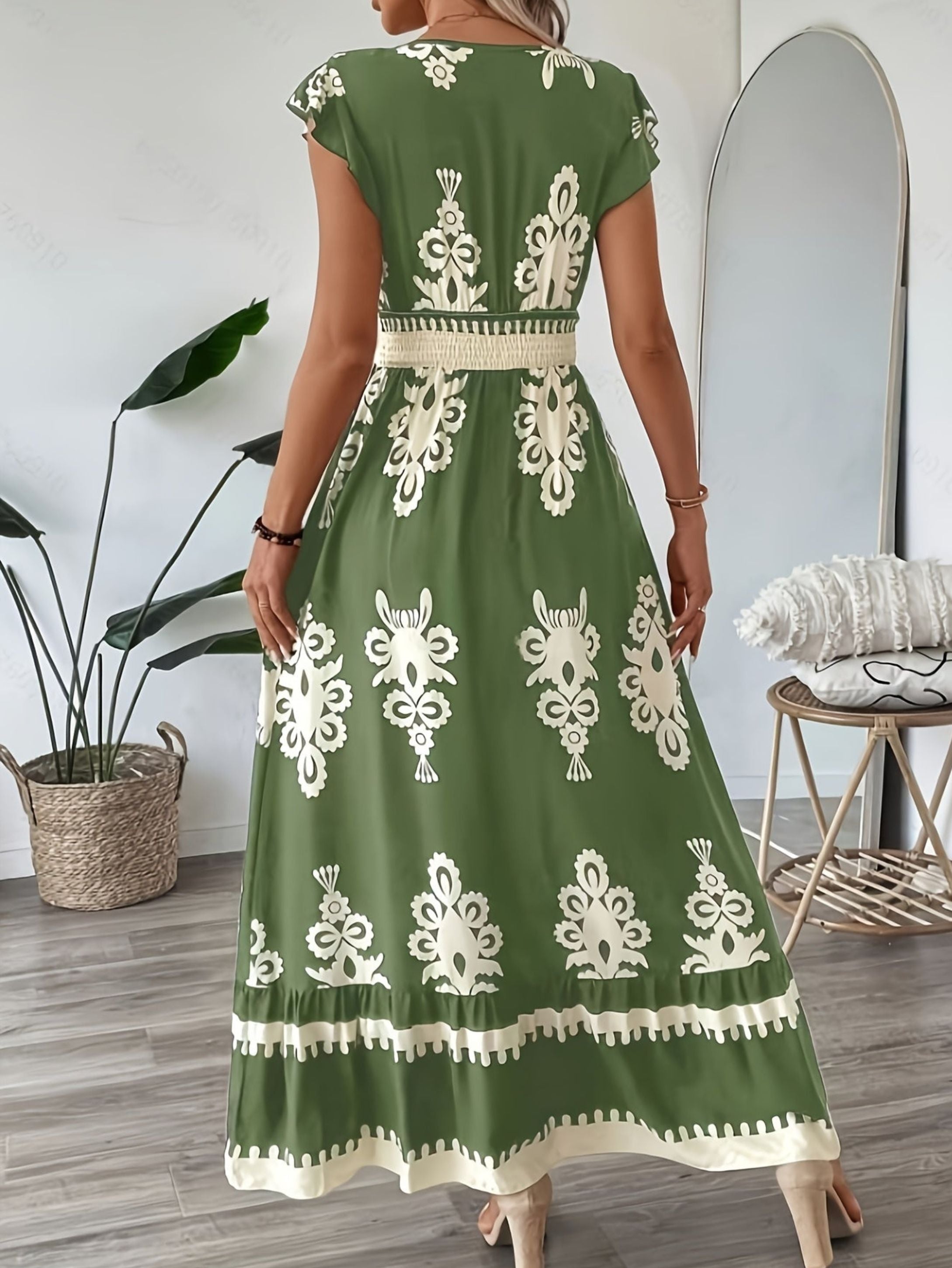 Women's Maxi Dress – Boho Print, Flowy Summer Holiday Dress