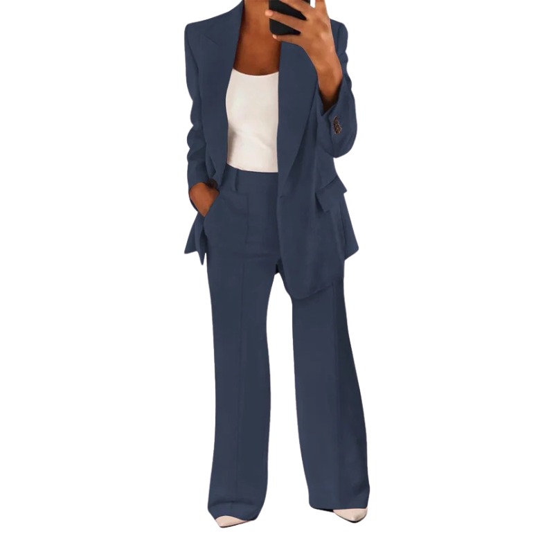 Women's Trouser Suit – Flared Trousers, Tailored Fit Smart Office Workwear