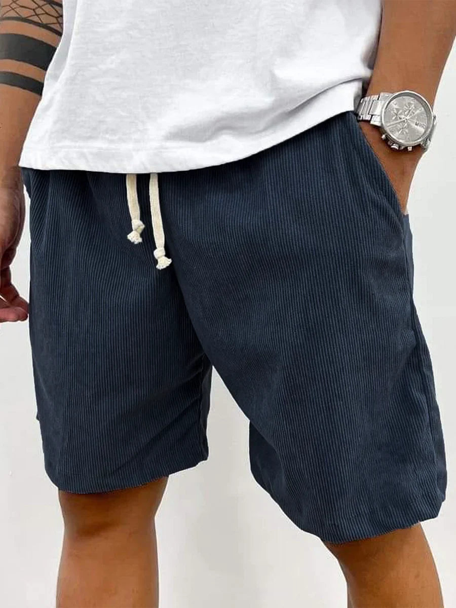 Men's Corduroy Shorts – Drawstring Waist, Relaxed Fit Casual Summer Wear