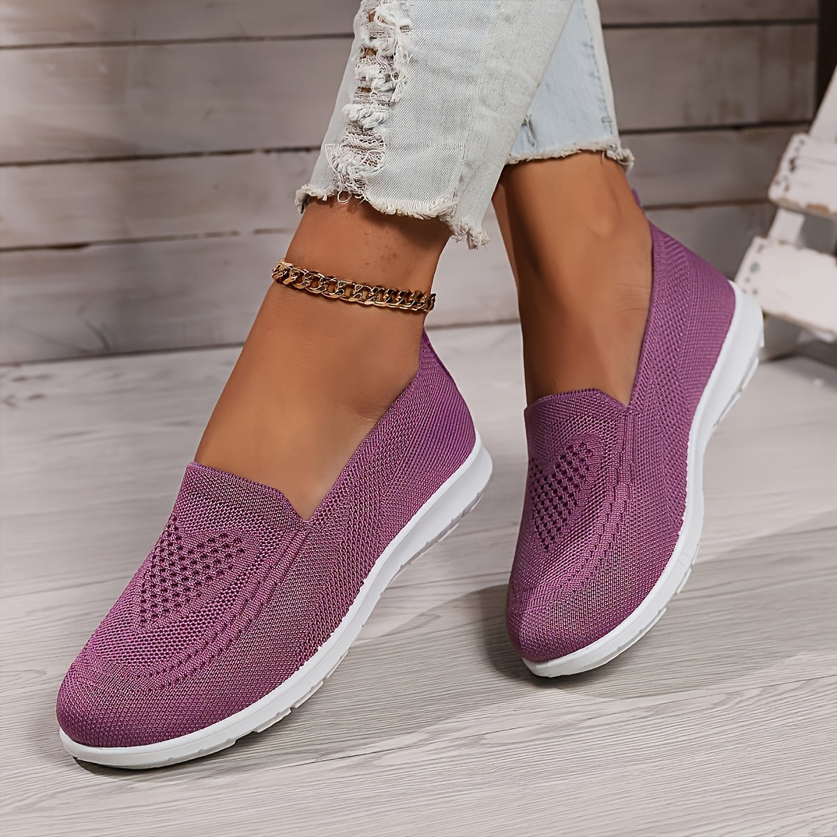 Women's Slip-On Trainers – Breathable Knit, Lightweight Everyday Wear