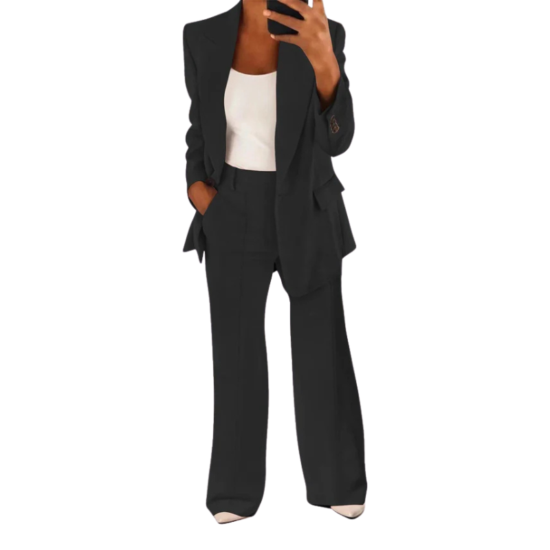 Women's Trouser Suit – Flared Trousers, Tailored Fit Smart Office Workwear