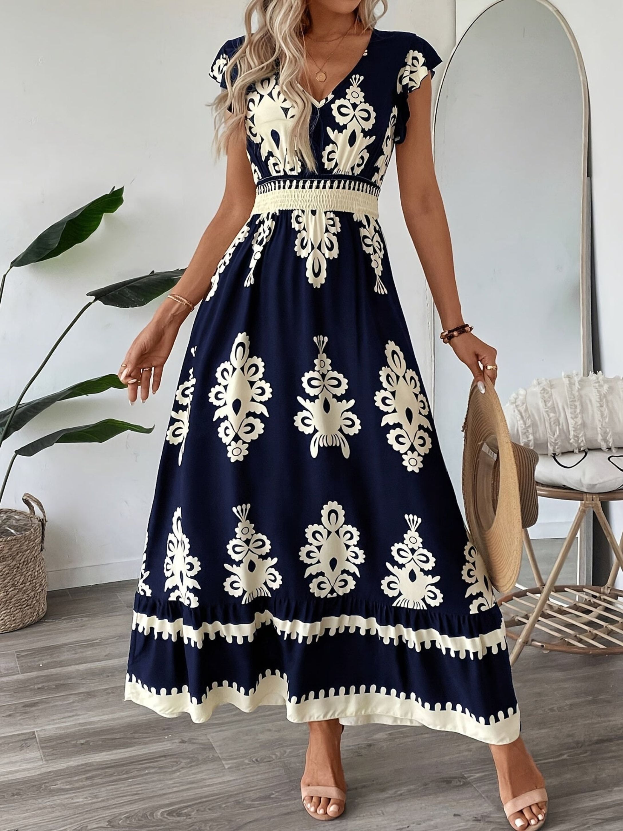 Women's Maxi Dress – Boho Print, Flowy Summer Holiday Dress