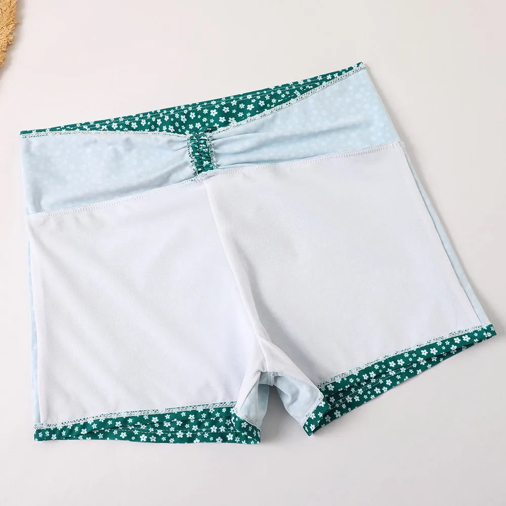 Women's High-Waist Bikini Set – Ruched with Shorts, Padded & Wire-Free Holiday