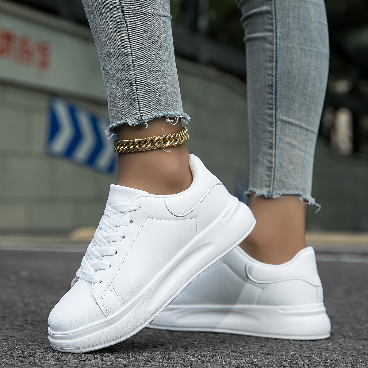 Women's Platform Trainers – Classic Court Design, Comfortable Everyday Shoes