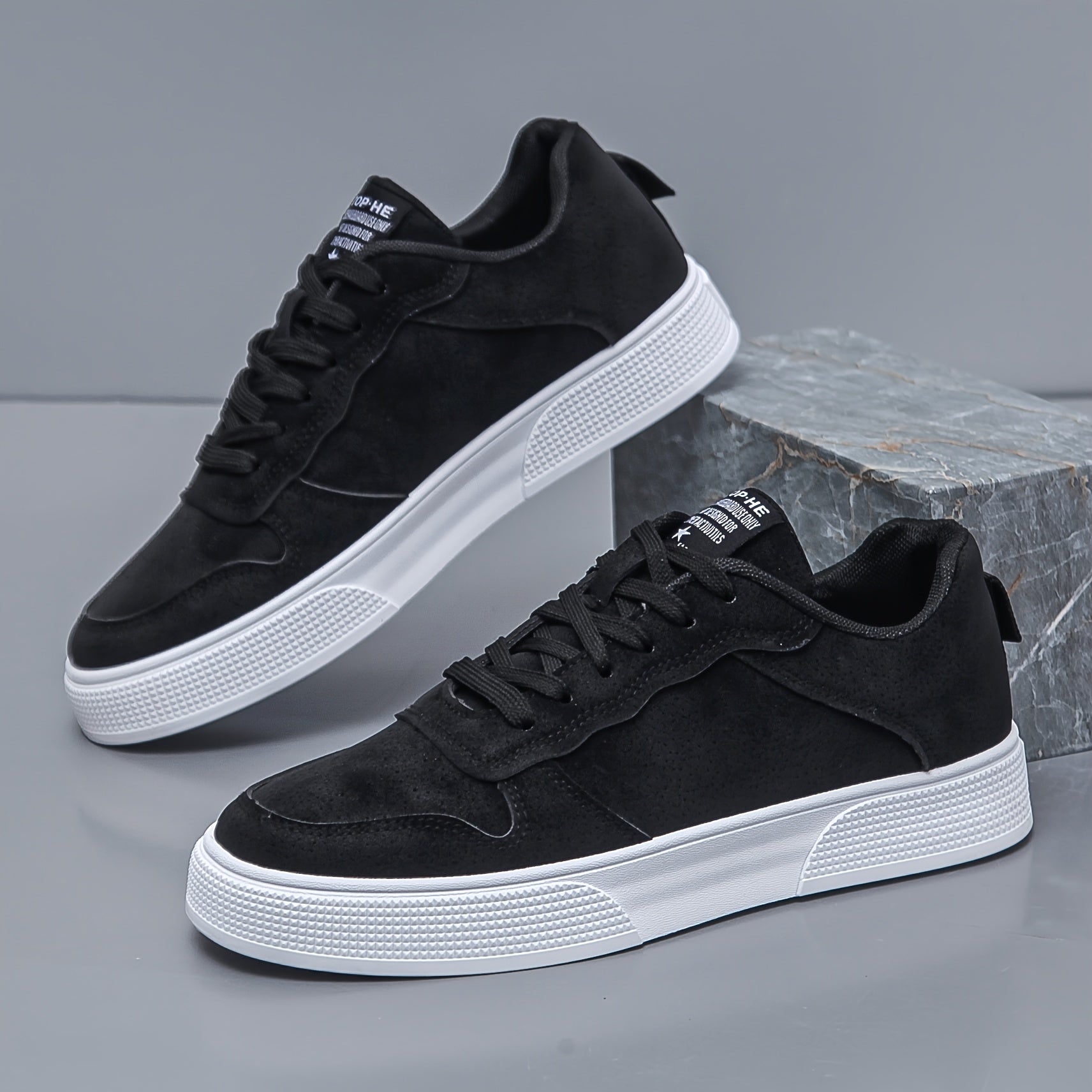 Men’s Trainers – Suede Panel Detail, Cushioned Sole Everyday Footwear