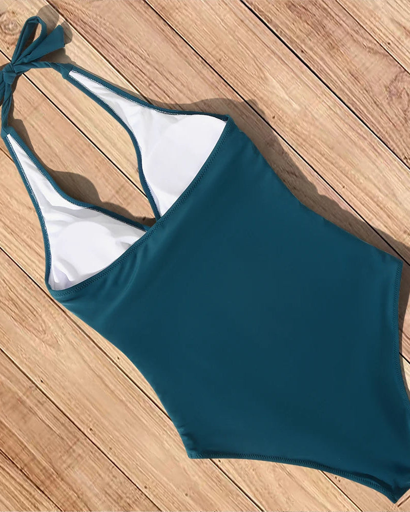 Women's Swimming Costume – Ruched Plunge, Tummy Control Beachwea