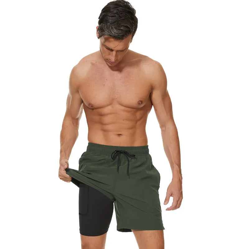 Men's 2-in-1 Shorts – Phone Pocket, Quick-Dry Running & Gym