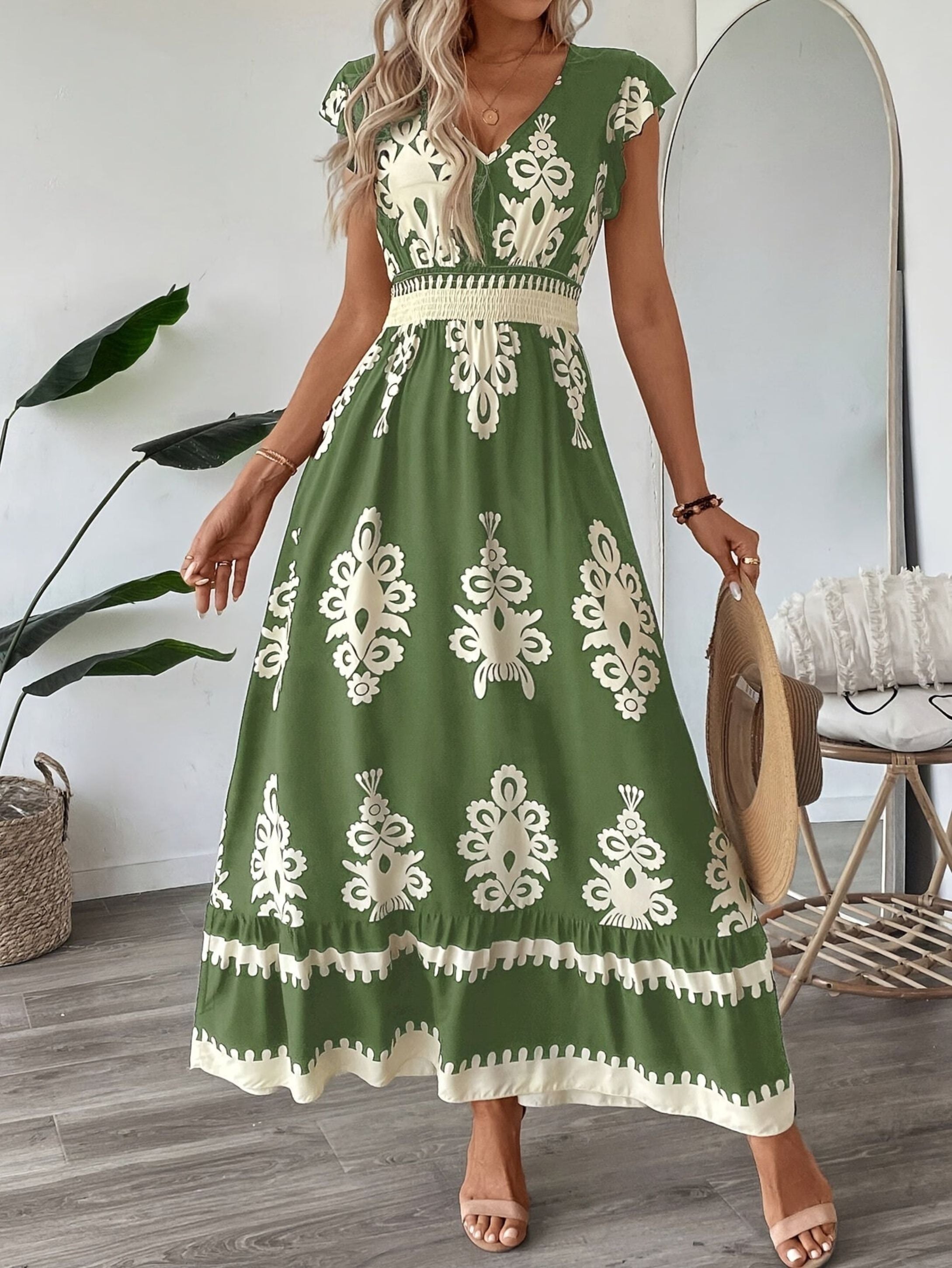 Women's Maxi Dress – Boho Print, Flowy Summer Holiday Dress