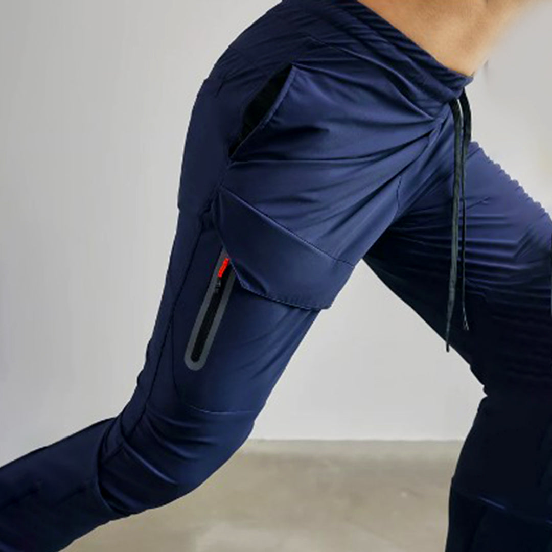 Men's Tech Trousers – Zipped Pocket, Tapered Fit Athleisure Wear