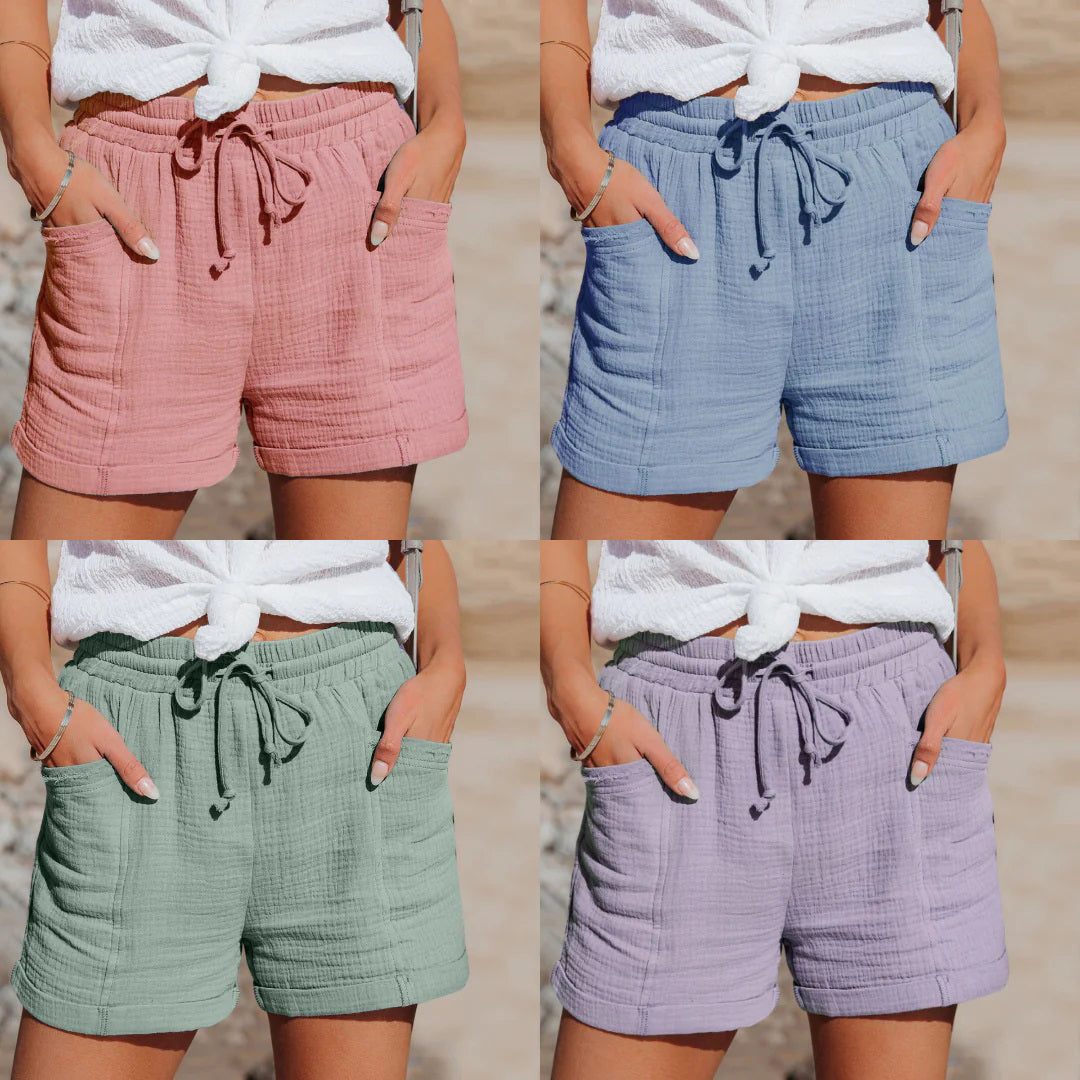 Women's Linen Shorts – Drawstring, Relaxed Fit Summer Holiday