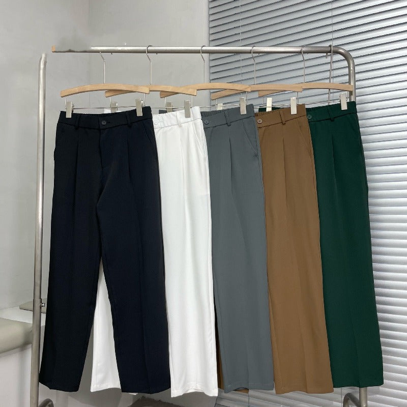 Men's Wide-Leg Trousers – Pleated Design, Relaxed Fit Smart Casual