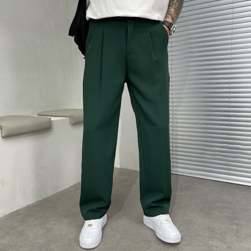 Men's Wide-Leg Trousers – Pleated Design, Relaxed Fit Smart Casual