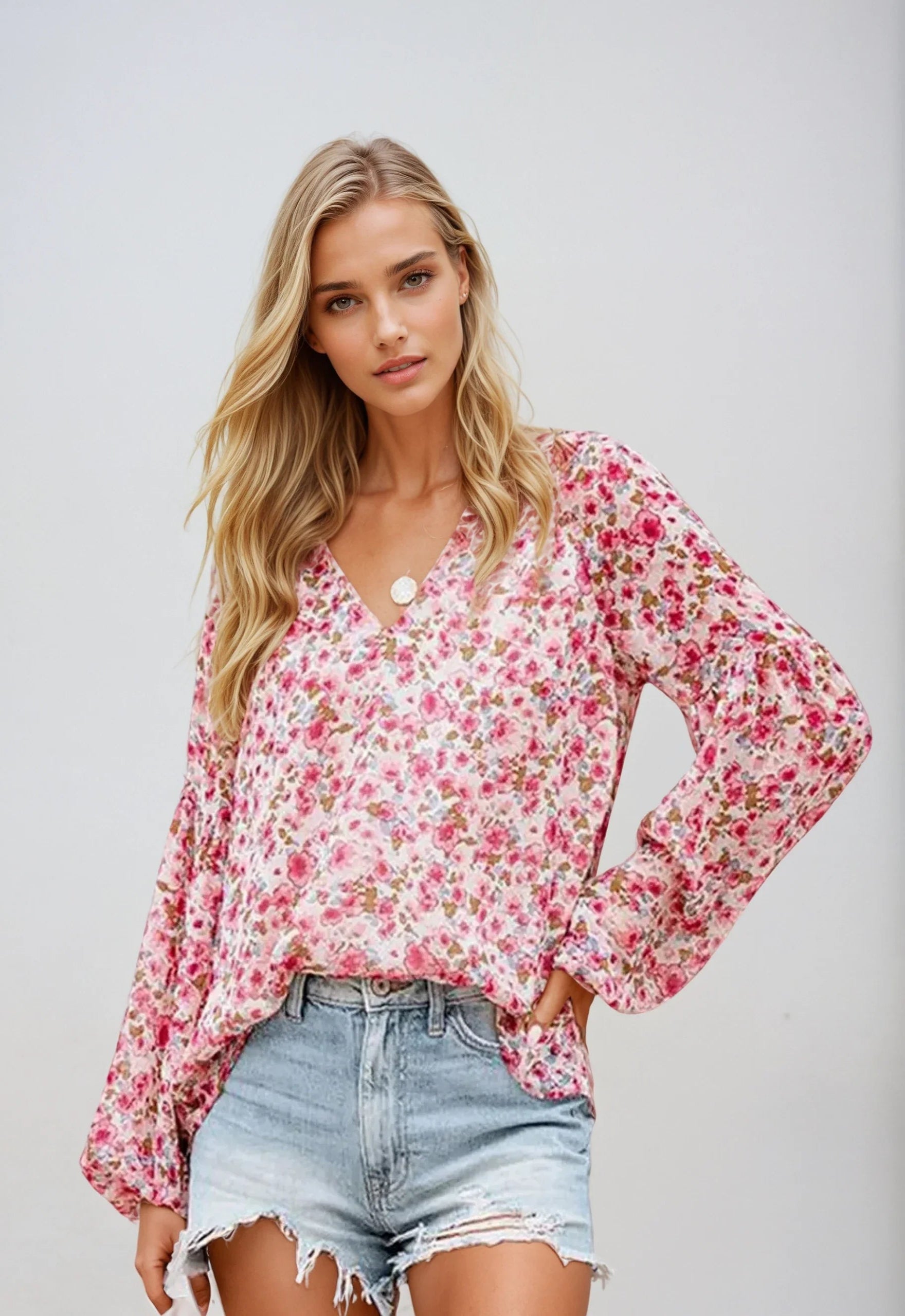 Women's Blouse – Floral Print, Relaxed Fit Summer Top