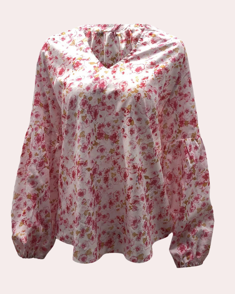 Women's Blouse – Floral Print, Relaxed Fit Summer Top