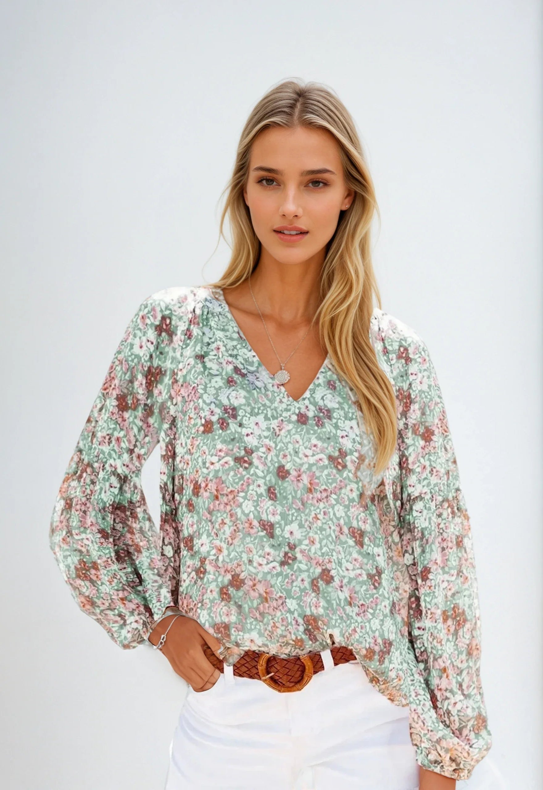 Women's Blouse – Floral Print, Relaxed Fit Summer Top