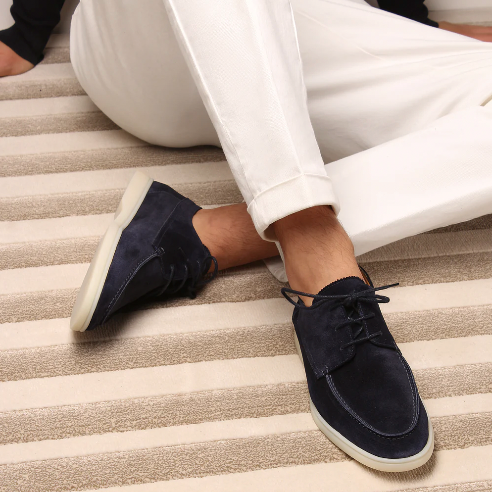 Men's Deck Shoes – Suede Moc-Toe, Comfortable Smart Casual