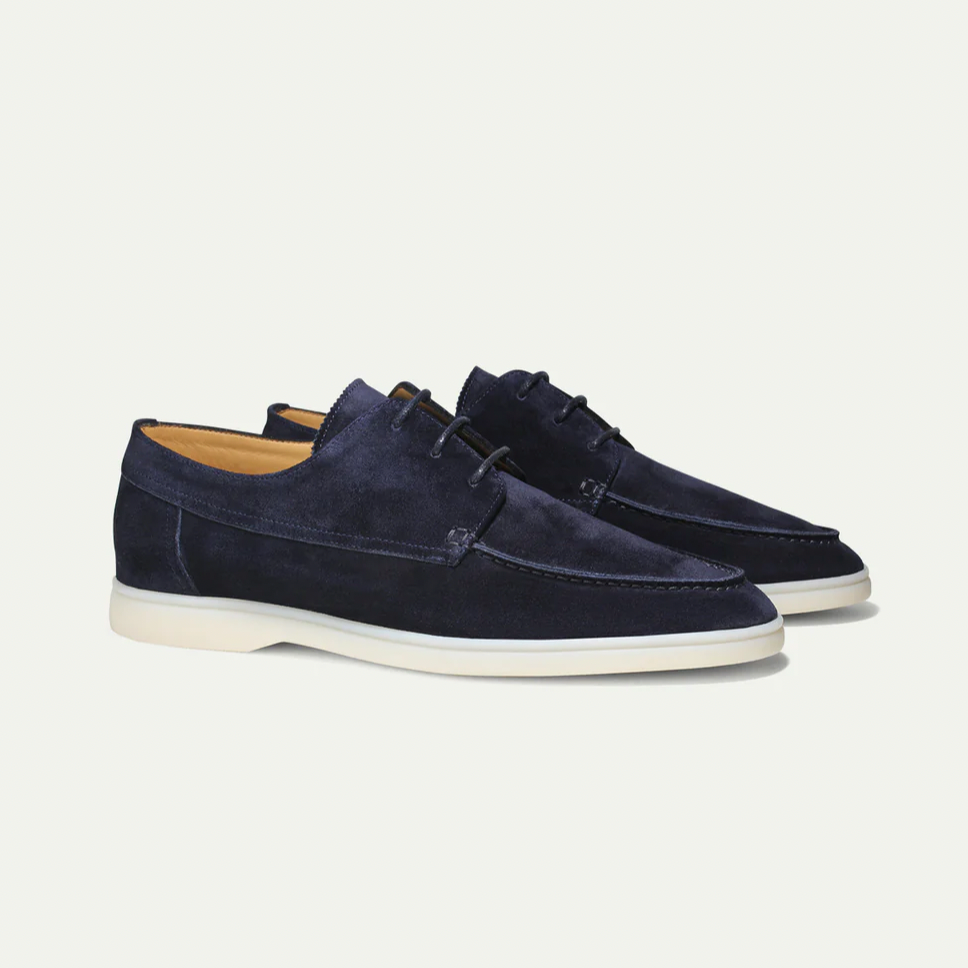 Men's Deck Shoes – Suede Moc-Toe, Comfortable Smart Casual