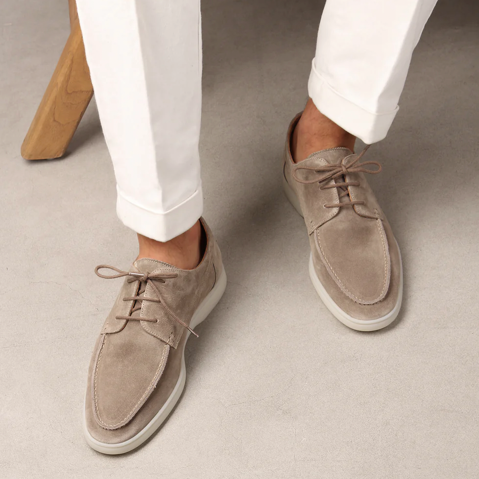 Men's Deck Shoes – Suede Moc-Toe, Comfortable Smart Casual
