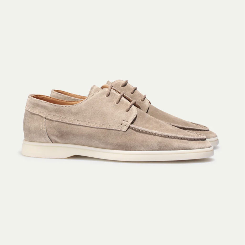 Men's Deck Shoes – Suede Moc-Toe, Comfortable Smart Casual