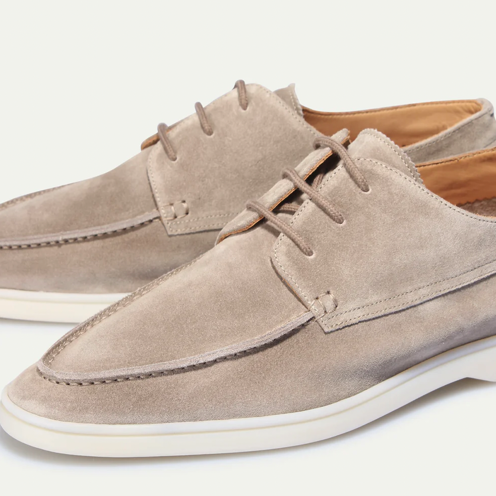 Men's Deck Shoes – Suede Moc-Toe, Comfortable Smart Casual