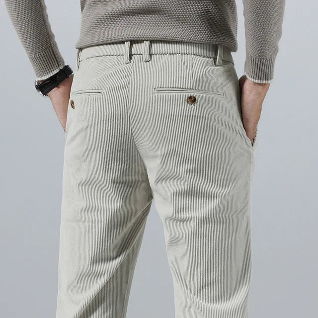 Men's Corduroy Trousers – Thermal Lined, Straight Fit Smart Casual Wear