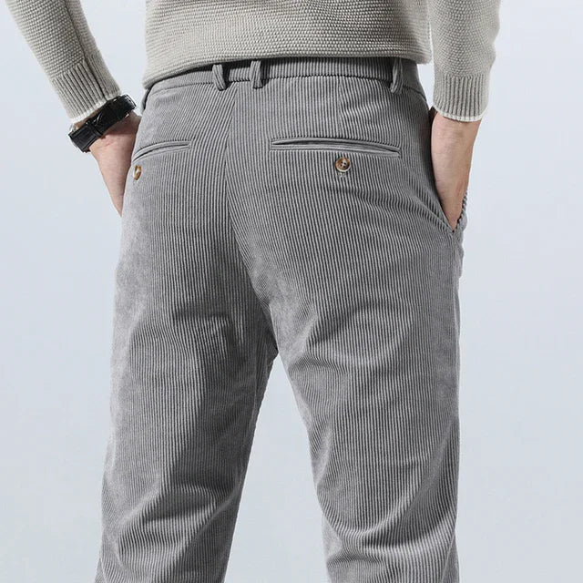 Men's Corduroy Trousers – Thermal Lined, Straight Fit Smart Casual Wear