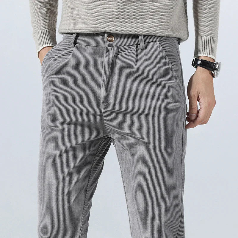 Men's Corduroy Trousers – Thermal Lined, Straight Fit Smart Casual Wear