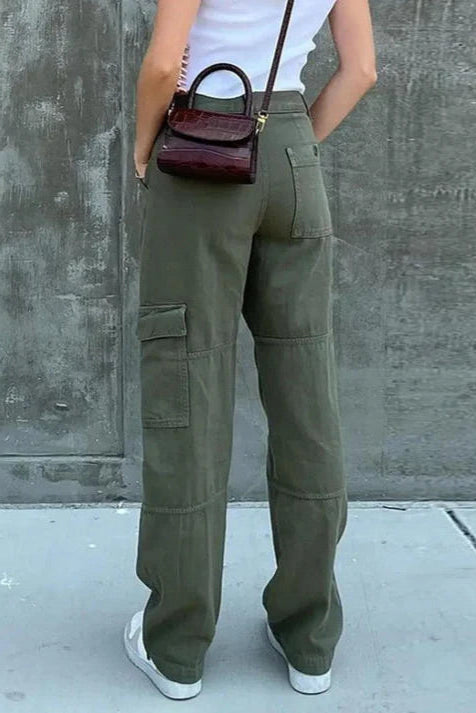 Women’s Cargo Trousers – Utility Pocket Detail, Relaxed Fit Streetwear