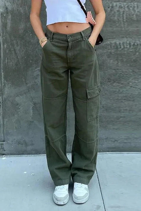 Women’s Cargo Trousers – Utility Pocket Detail, Relaxed Fit Streetwear