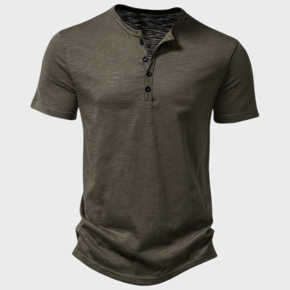 Men's Henley T-Shirt – Button Neckline, Slim Fit Casual Wear