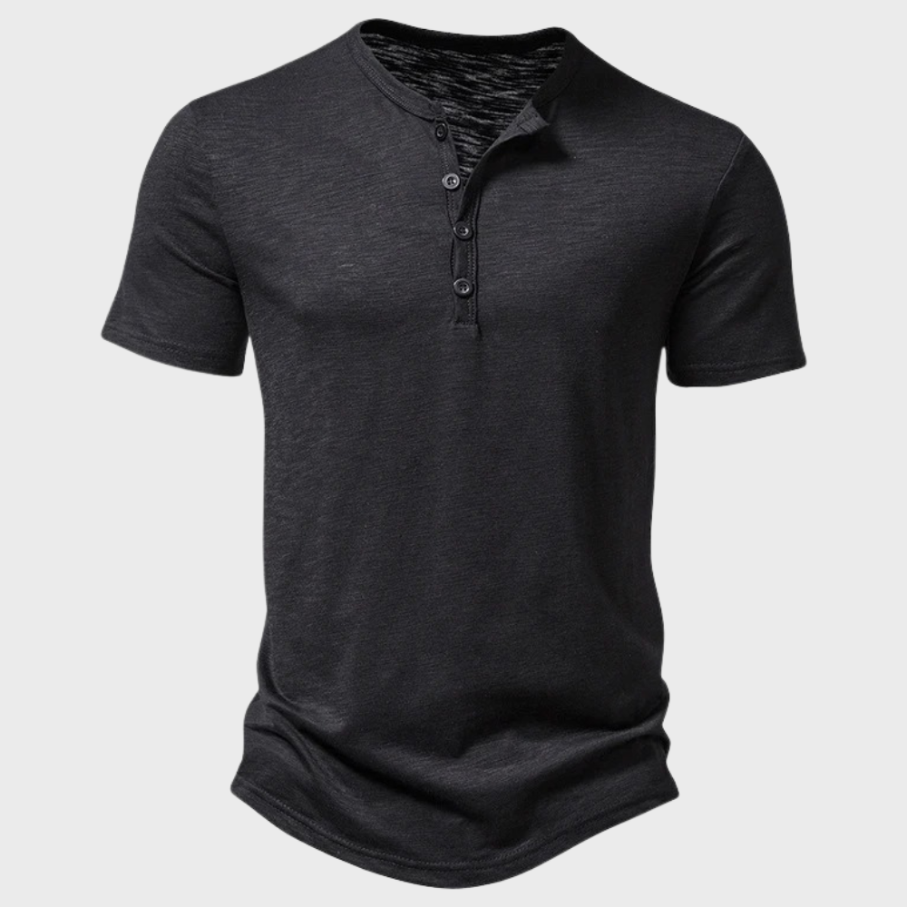 Men's Henley T-Shirt – Button Neckline, Slim Fit Casual Wear