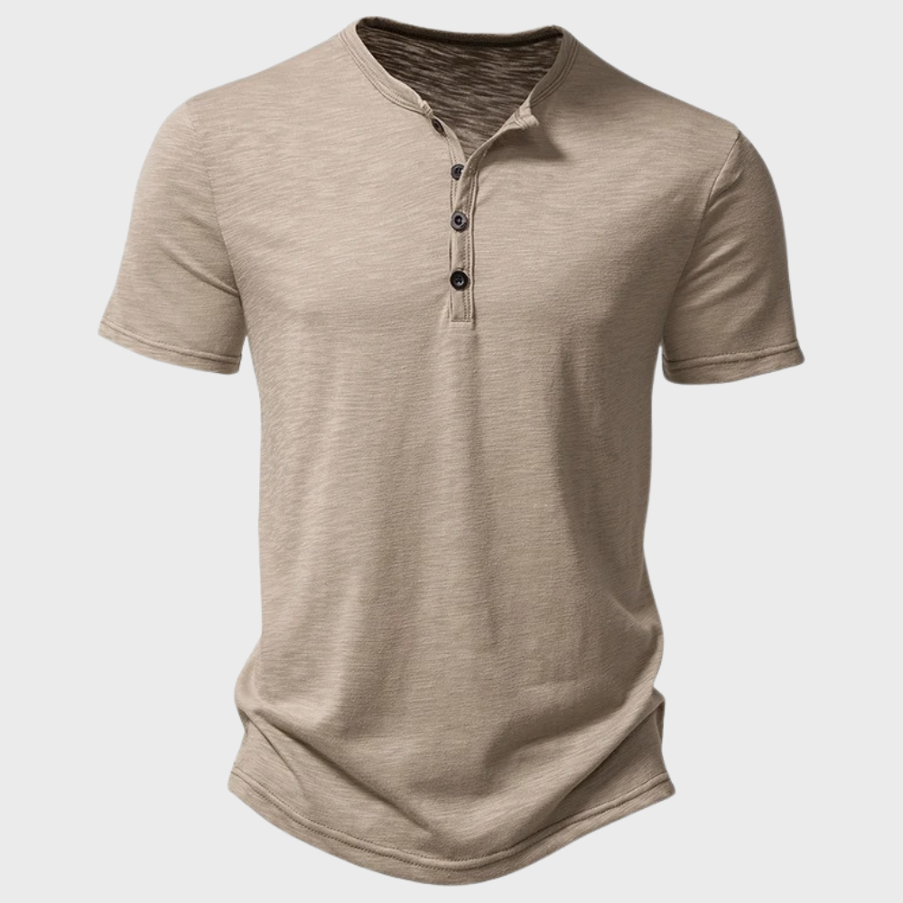 Men's Henley T-Shirt – Button Neckline, Slim Fit Casual Wear