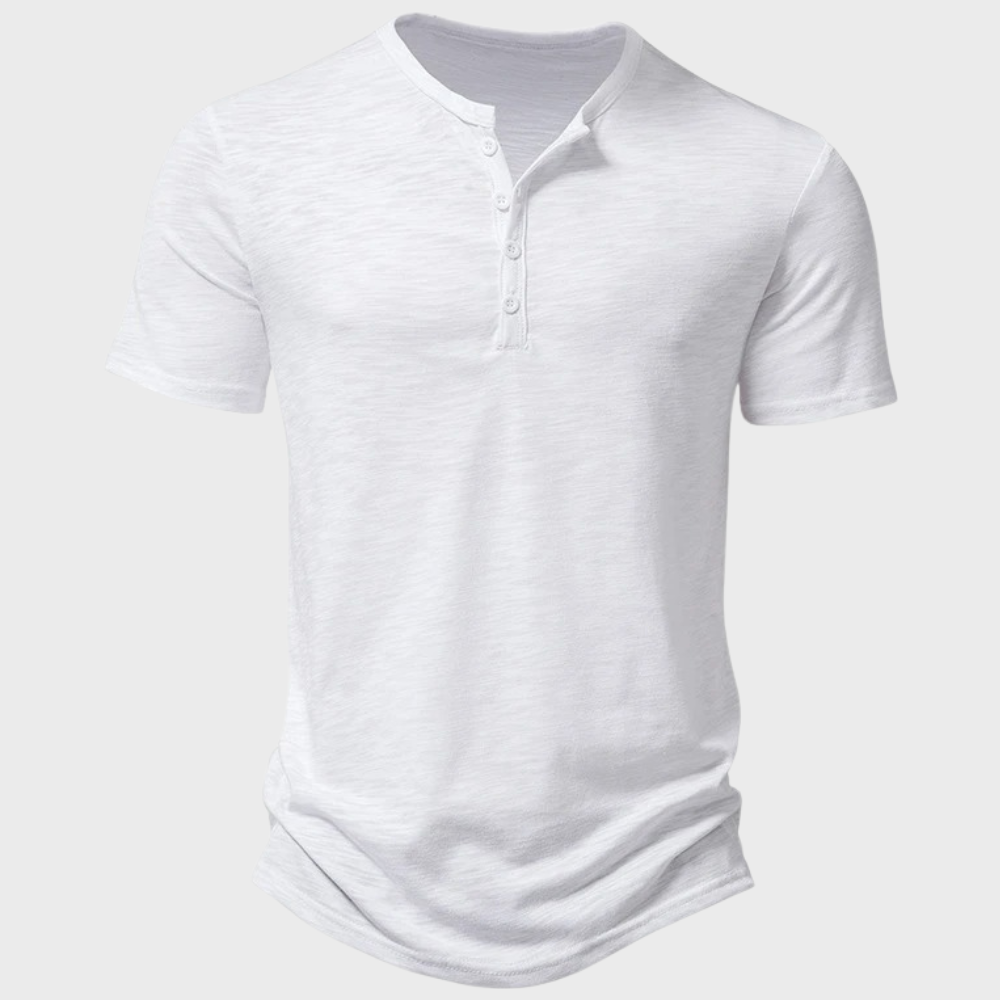 Men's Henley T-Shirt – Button Neckline, Slim Fit Casual Wear