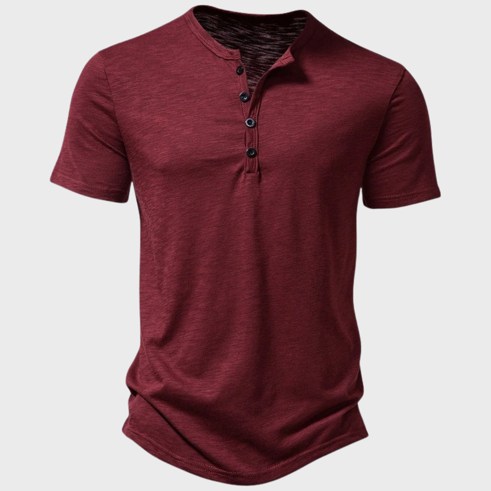 Men's Henley T-Shirt – Button Neckline, Slim Fit Casual Wear
