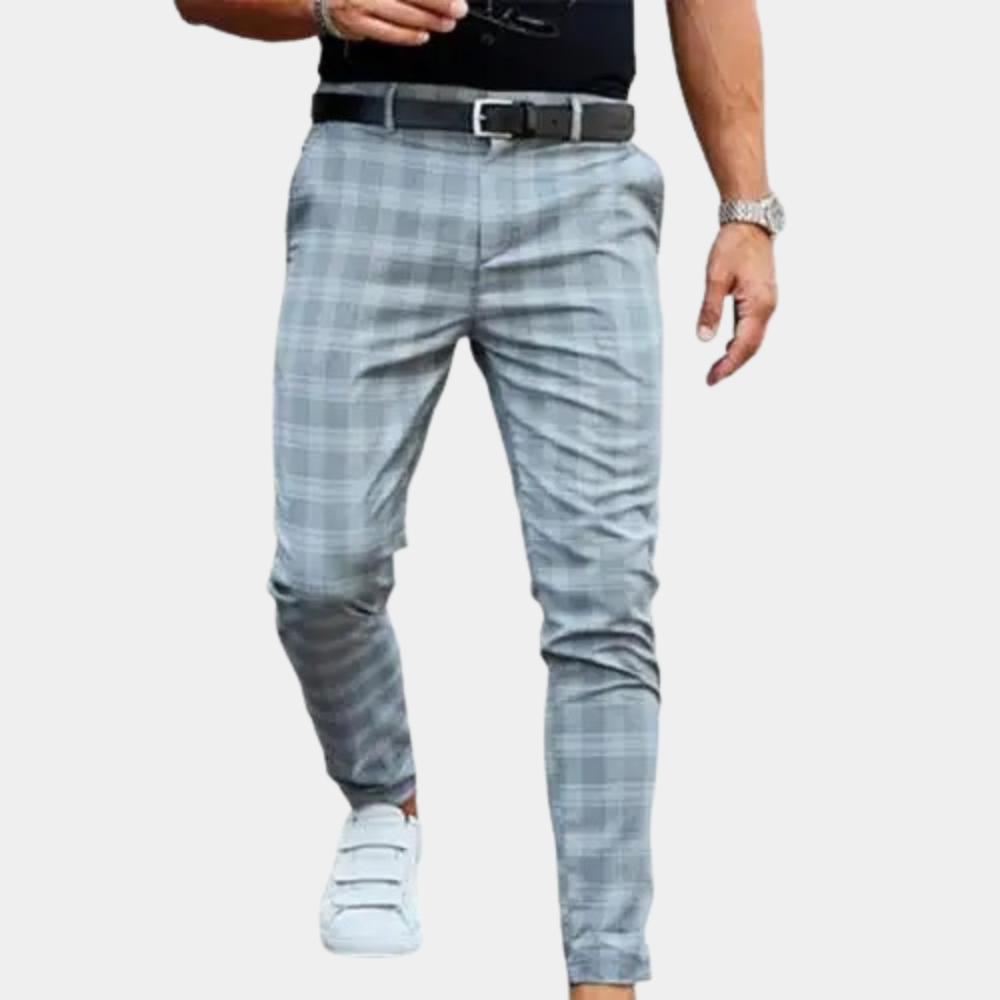 Men's Trousers – Check Print, Slim Fit Smart Casual