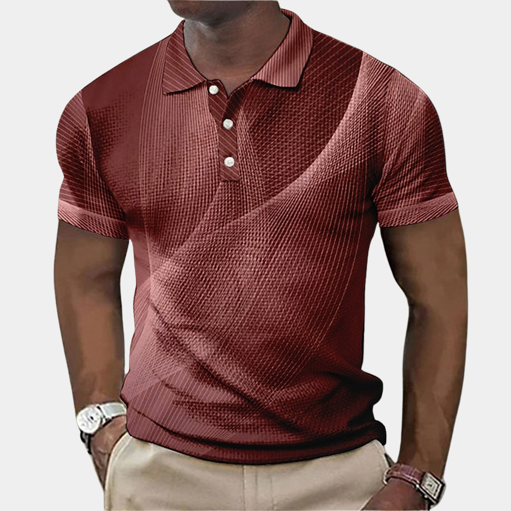 Men's Polo Shirt – Geometric Print, Lightweight Casual Wear