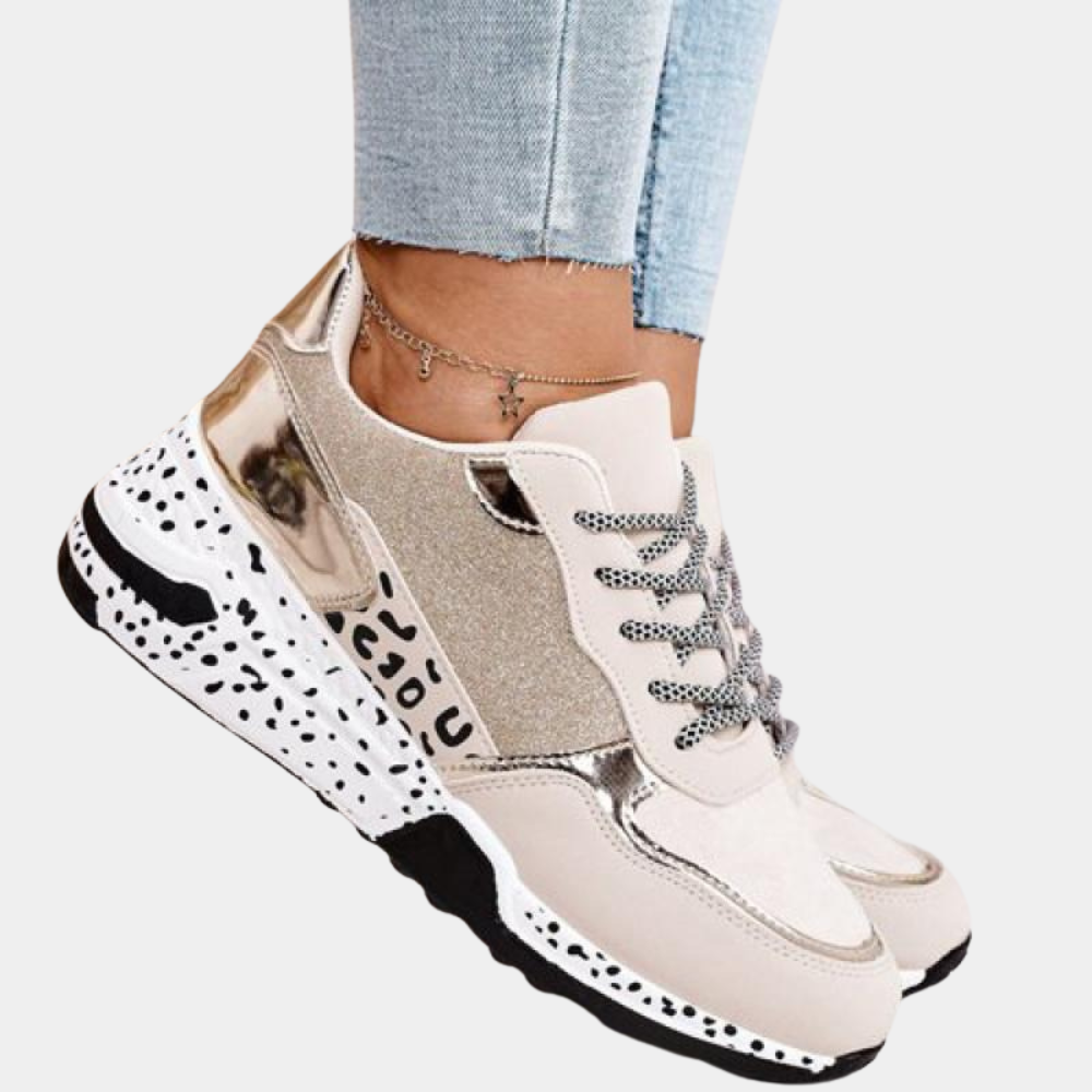 Women's Platform Trainers – Glitter & Speckle Sole, Chunky Casual Fashion