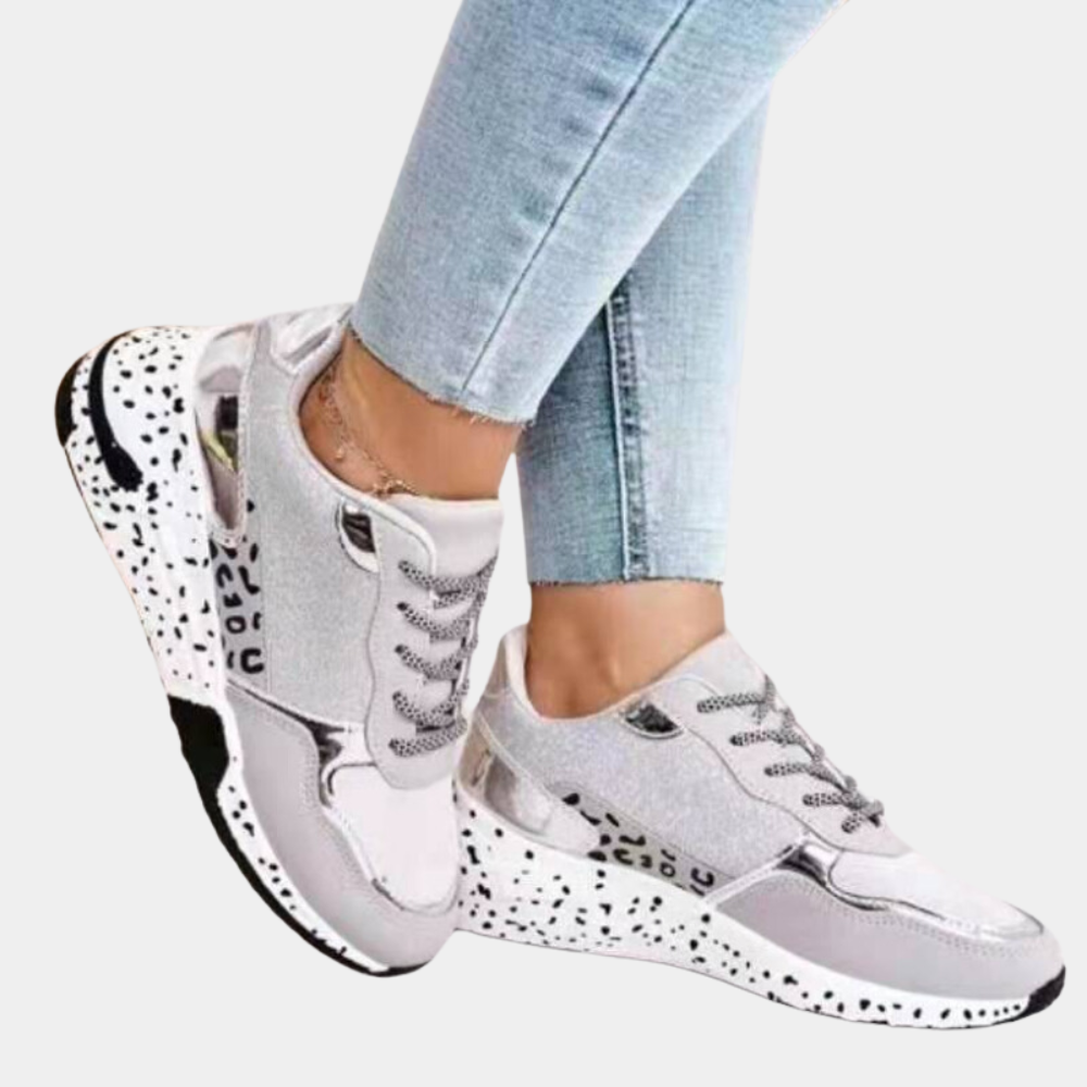 Women's Platform Trainers – Glitter & Speckle Sole, Chunky Casual Fashion