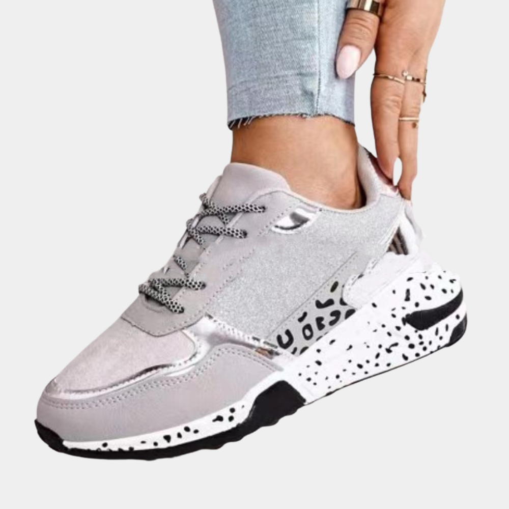 Women's Platform Trainers – Glitter & Speckle Sole, Chunky Casual Fashion