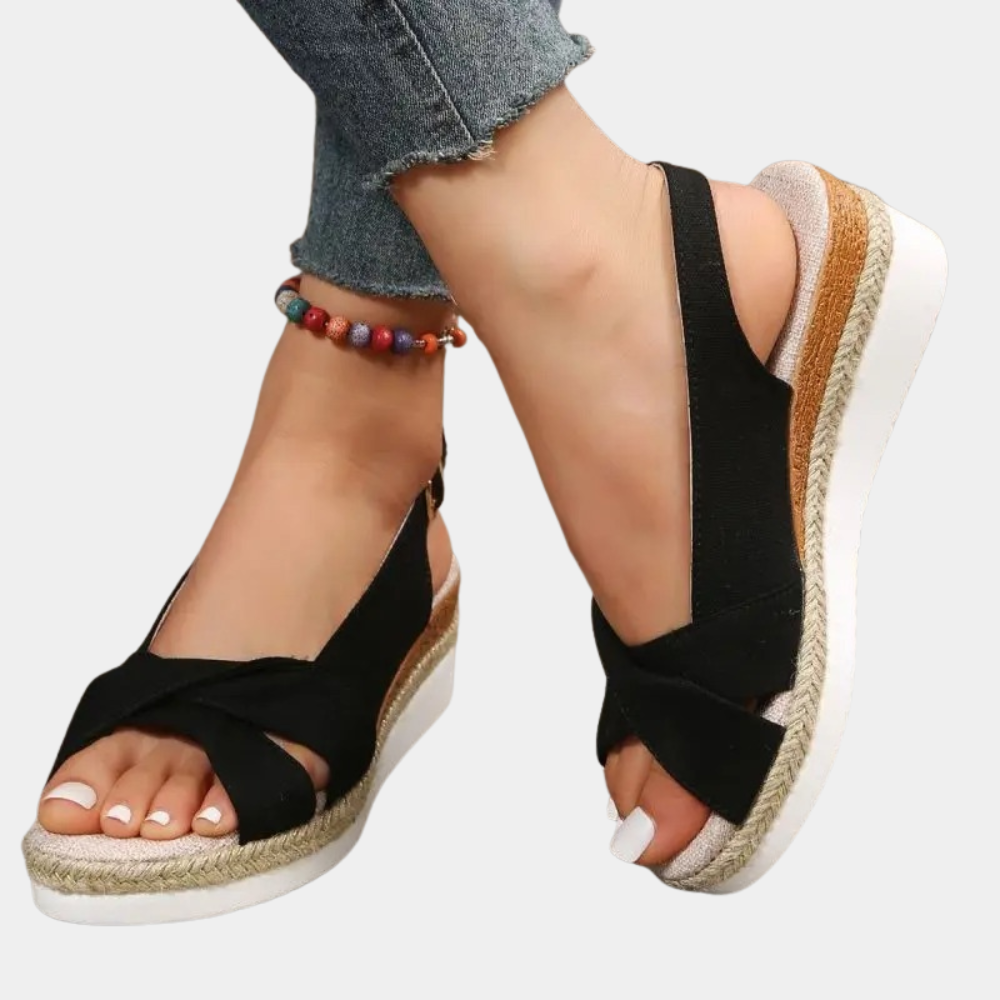 Women's Espadrille Sandals – Peep Toe Slingback, Comfy Summer Holiday Wedges