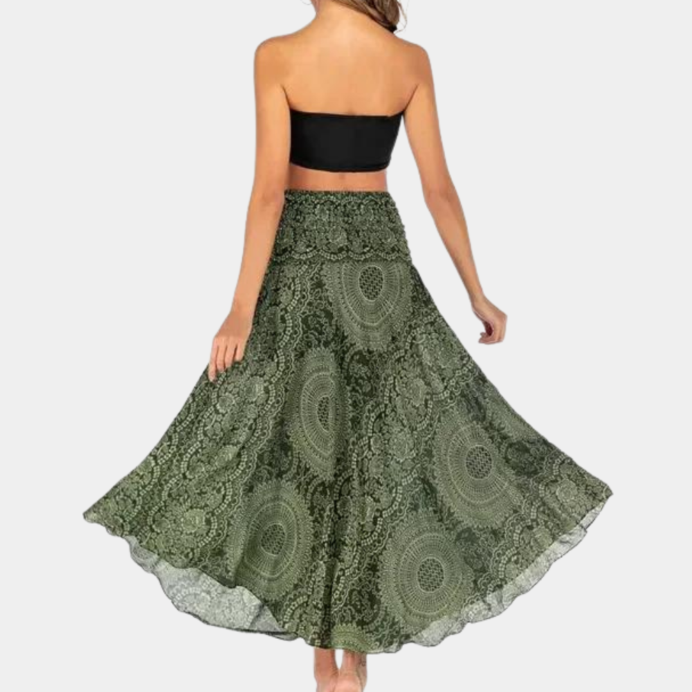Womens Convertible Maxi Skirt – Mandala Print, Flowy Boho Festival Wear